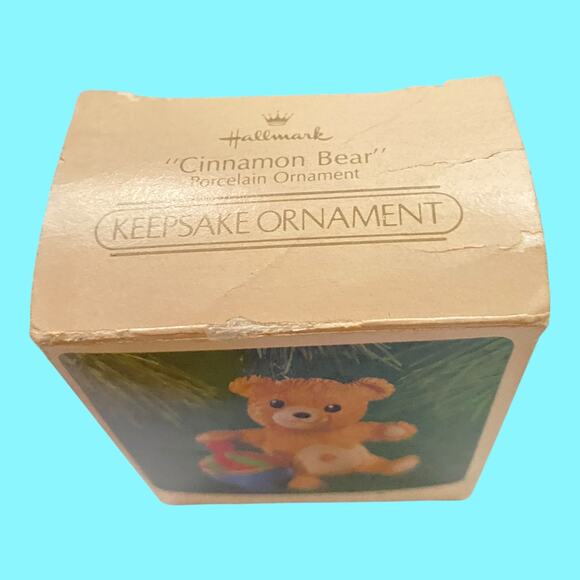 Vtg 1983 Very First Cinnamon Bear Porcelain Hallmark Christmas Ornament - Picture 6 of 9